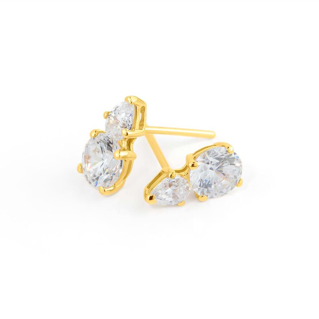 Orecchini Lobo Doppio Punto Luce Claire Oro Giallo Cubic Zirconia - Orecchini a Lobo Donna | Stroili