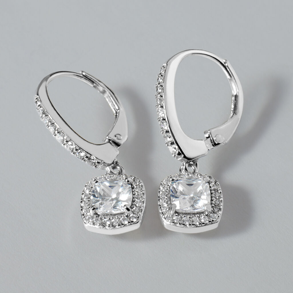 Silverly Orecchini A Lobo Argento 925 Con Zirconia Cubica