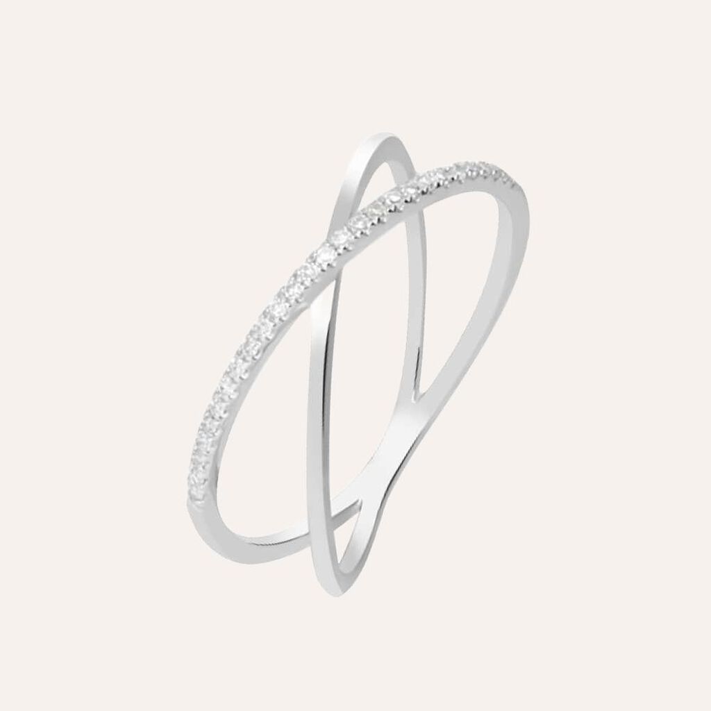 Anello in oro bianco con diamanti 0.081 ct