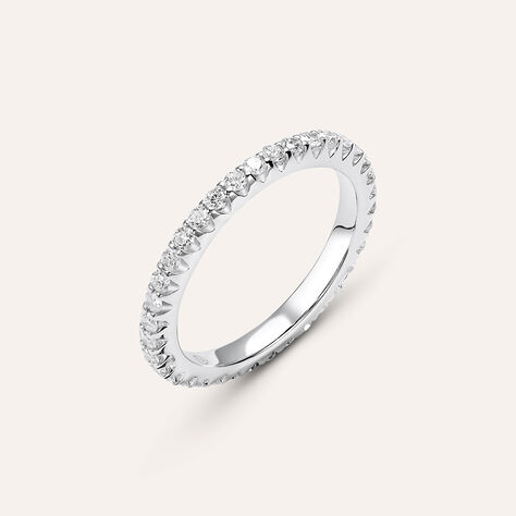 Fede Classica Eternity 2.4 mm Oro Bianco Diamante - Anelli con Incisione Donna | Stroili