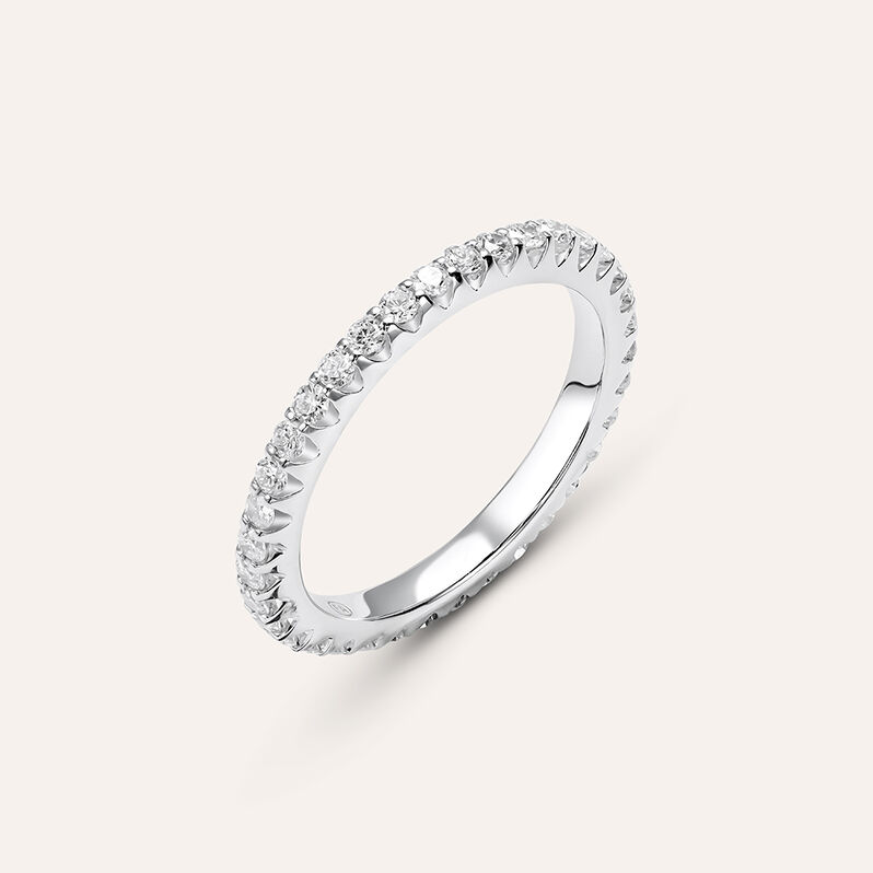 Fede Classica Eternity 2.4 mm Oro Bianco Diamante - Anelli con Incisione Donna | Stroili