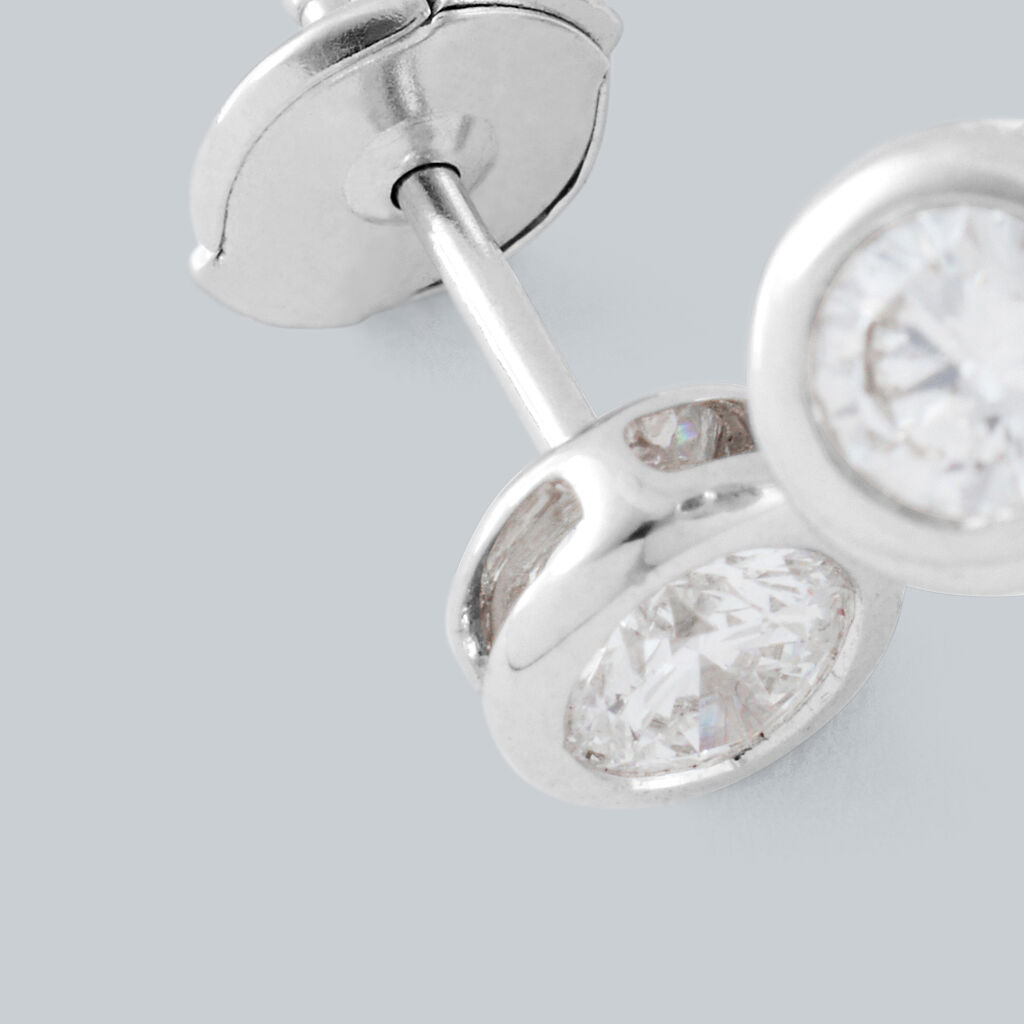 Orecchini Lobo Punto Luce Diamade Oro Bianco Diamante Lab-Grown