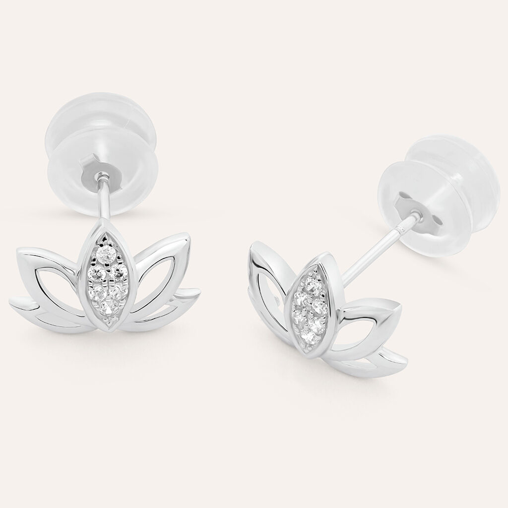 Orecchini Lobo Claire Oro Bianco Cubic Zirconia - Orecchini a Lobo Donna | Stroili
