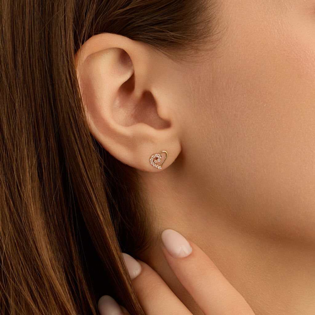 Orecchini Lobo Bon Ton Oro Giallo Cubic Zirconia