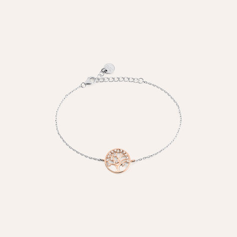 Bracciale Silver Moments Argento Bicolore Bianco / Rosa Cubic Zirconia - Bracciali Amicizia Donna | Stroili