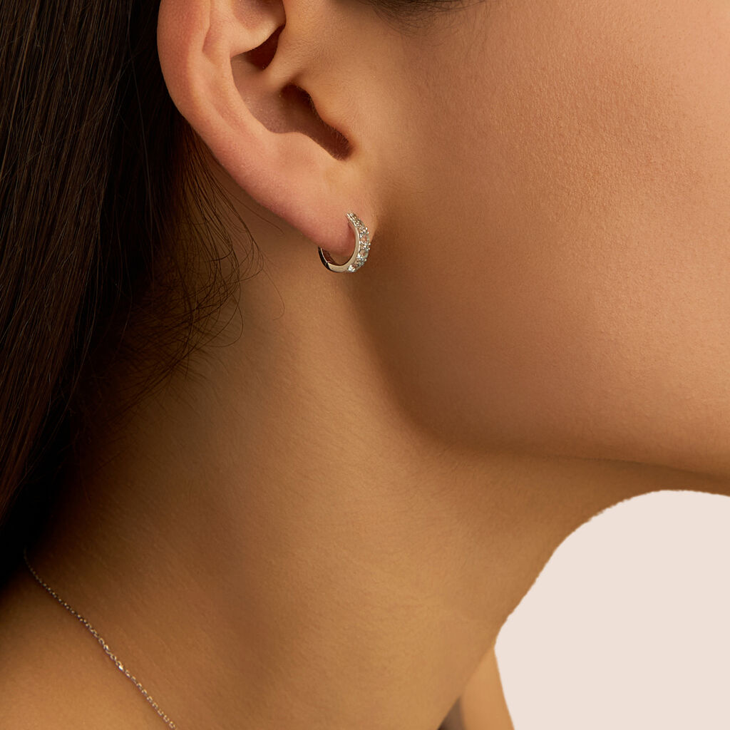 Orecchini A Cerchio Amélie Oro Bianco Topazio