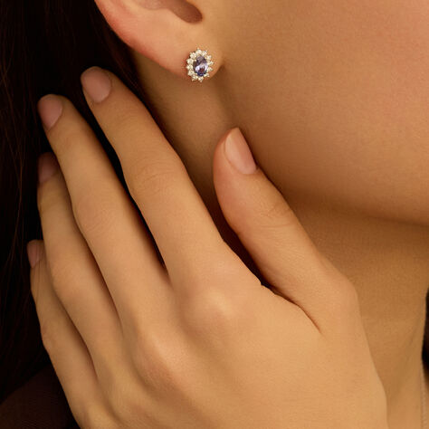 Orecchini Lobo Jasmine Oro Bianco Tanzanite Diamante - Orecchini a Lobo Donna | Stroili