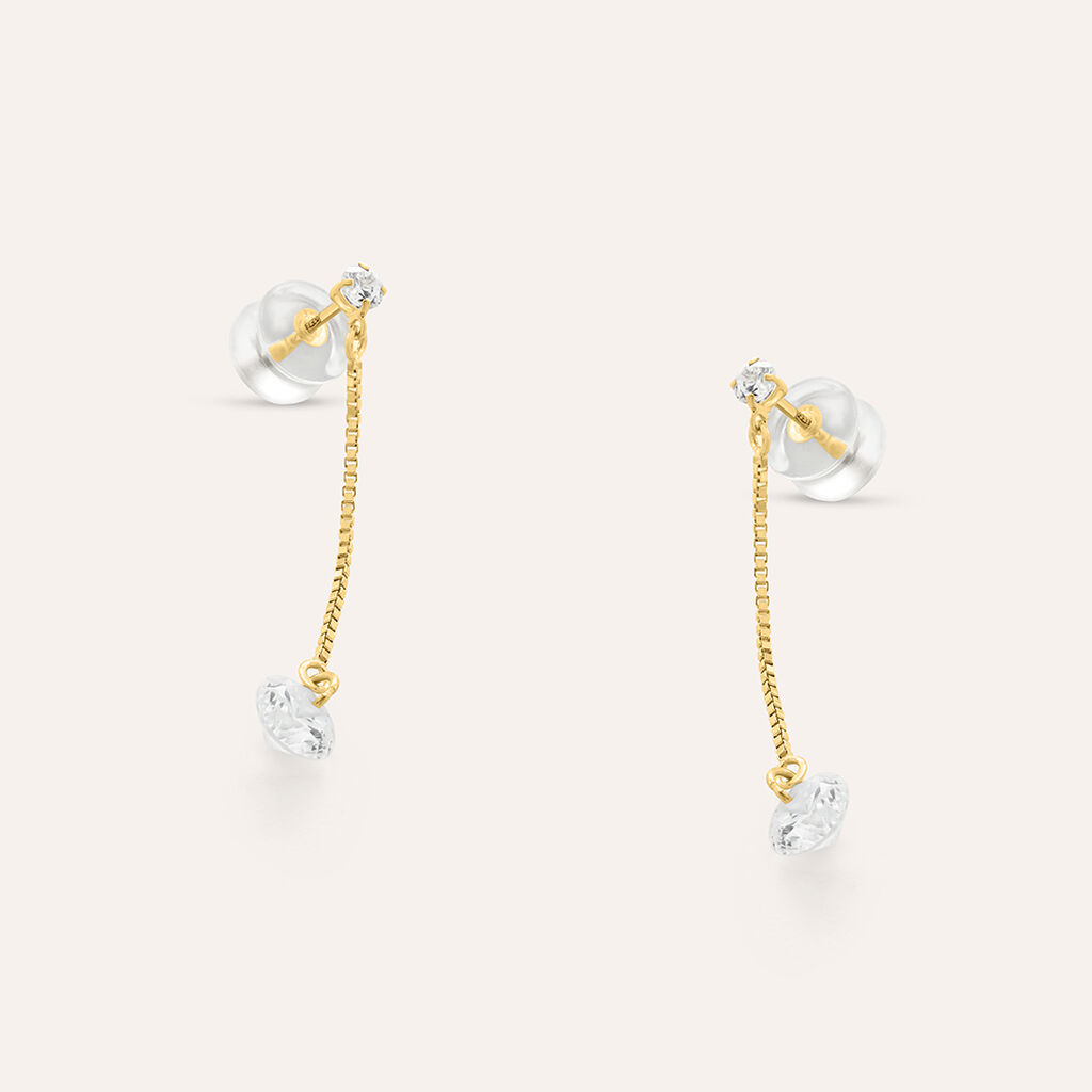 Orecchini Pendenti Punto Luce Claire Oro Giallo Cubic Zirconia