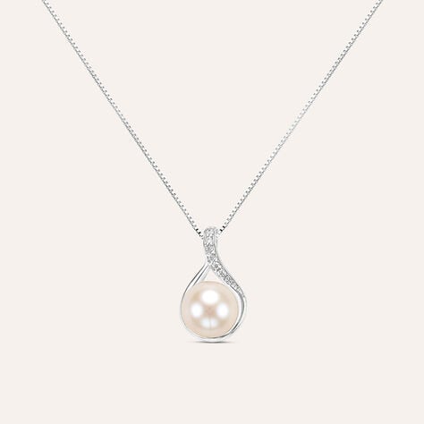 Collana Gabrielle Oro Bianco Perla D'Acqua Dolce Cubic Zirconia - Collane Donna | Stroili