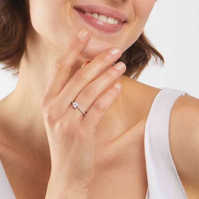 Anello Solitario Claire Oro Bianco Cubic Zirconia - Anelli con Pietre Donna | Stroili