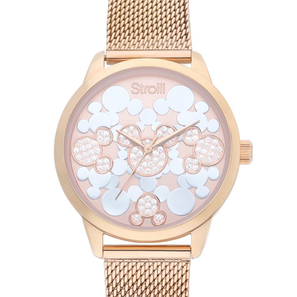 Orologio solo tempo multi Topolino cinturino e cassa in acciaio rose gold