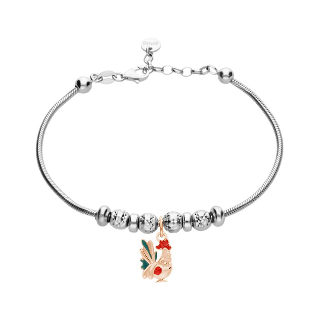 Charm in argento rosato e smalto galletto - Charms Donna | Stroili