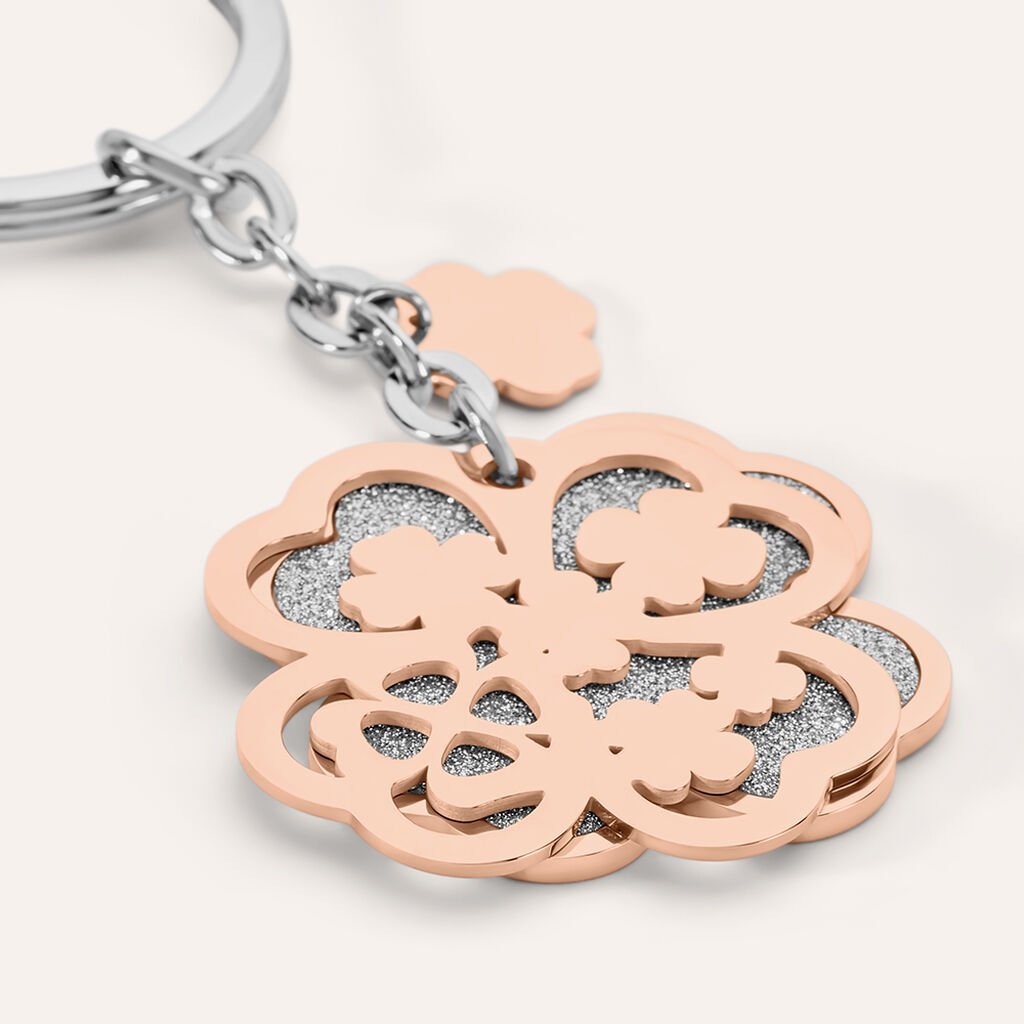 Portachiavi Lady Shine Acciaio Bicolore Bianco / Rosa - Portachiavi Donna | Stroili