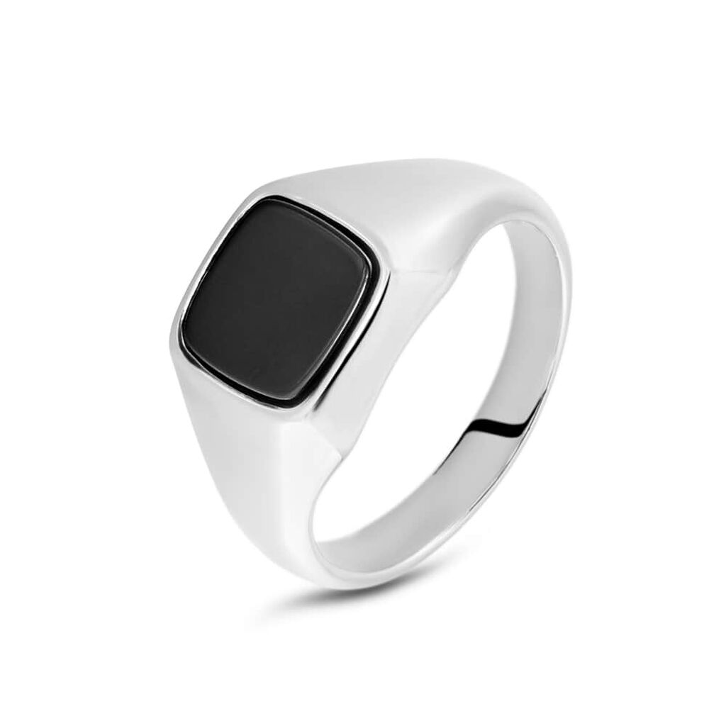 Anello Chevalier Silver Collection Argento Rodiato Onice