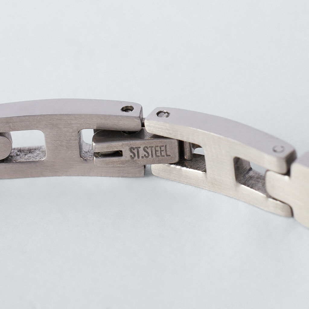 Bracciale Man Code Acciaio Bicolore Bianco / Nero Cubic Zirconia - Bracciali Uomo | Stroili