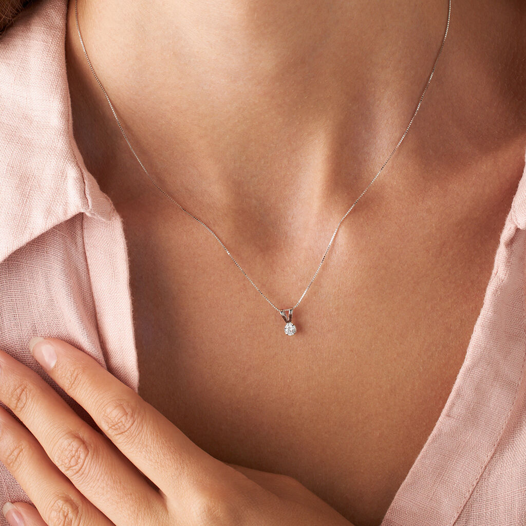 Pendente Punto Luce Poème Oro Bianco Cubic Zirconia - Ciondoli Donna | Stroili