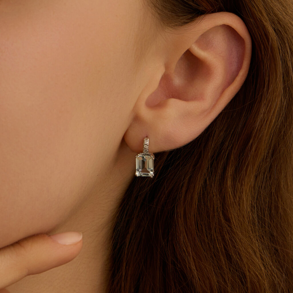 Orecchini Lobo Acquamarina Oro Bianco Acquamarina Diamante