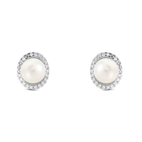 Orecchini Lobo Silver Pearls Argento Rodiato Perla sintentica Cubic Zirconia - Orecchini a Lobo Donna | Stroili