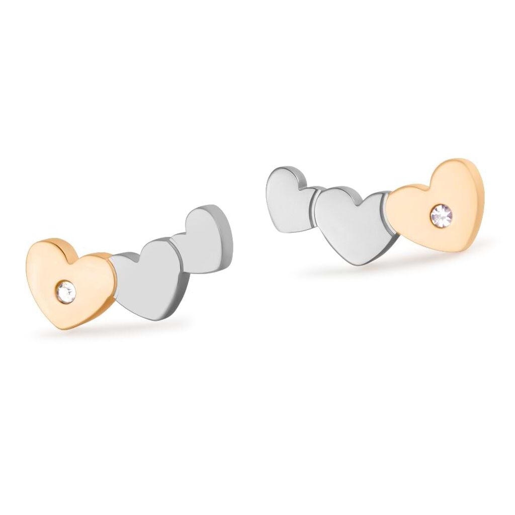 Orecchini Lobo Lady Chic Acciaio Bicolore Bianco / Rosa Cristallo - Orecchini a Lobo Donna | Stroili