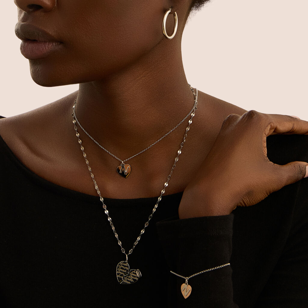 Collana Silver Collection Argento Bicolore Bianco / Rosa