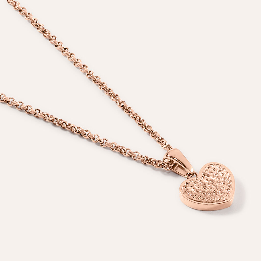 Collana Aura Acciaio Rosa Cristallo