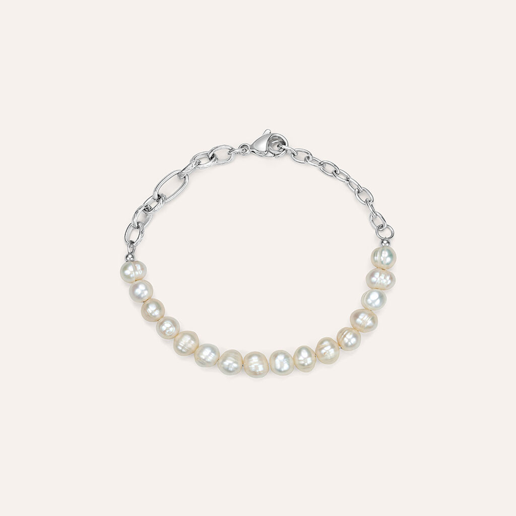 Bracciale Catena Man Code Acciaio Perla D'Acqua Dolce