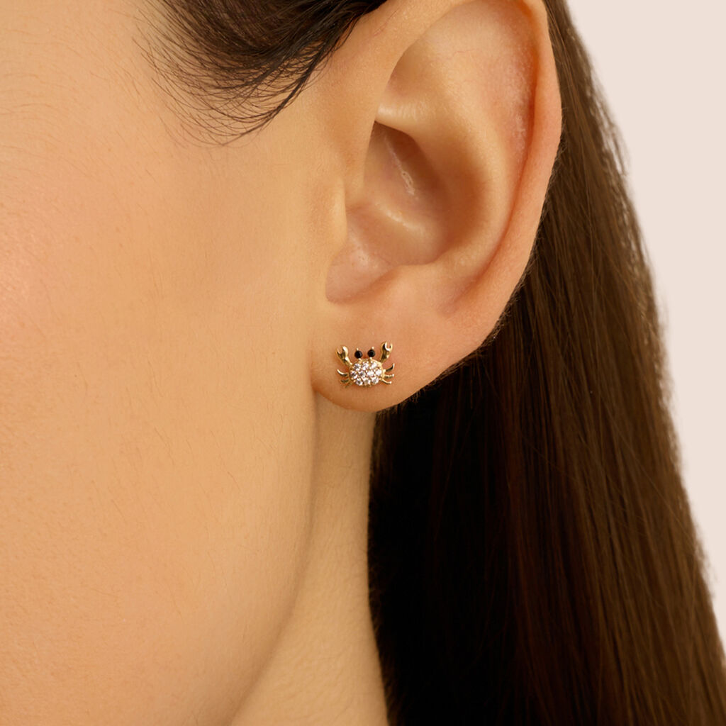 Orecchini Lobo Bon Ton Oro Giallo Cubic Zirconia