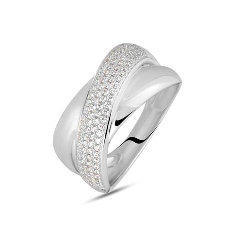 Anello Fascia Claire Oro Bianco Cubic Zirconia - Anelli a Fascia Larga Donna | Stroili