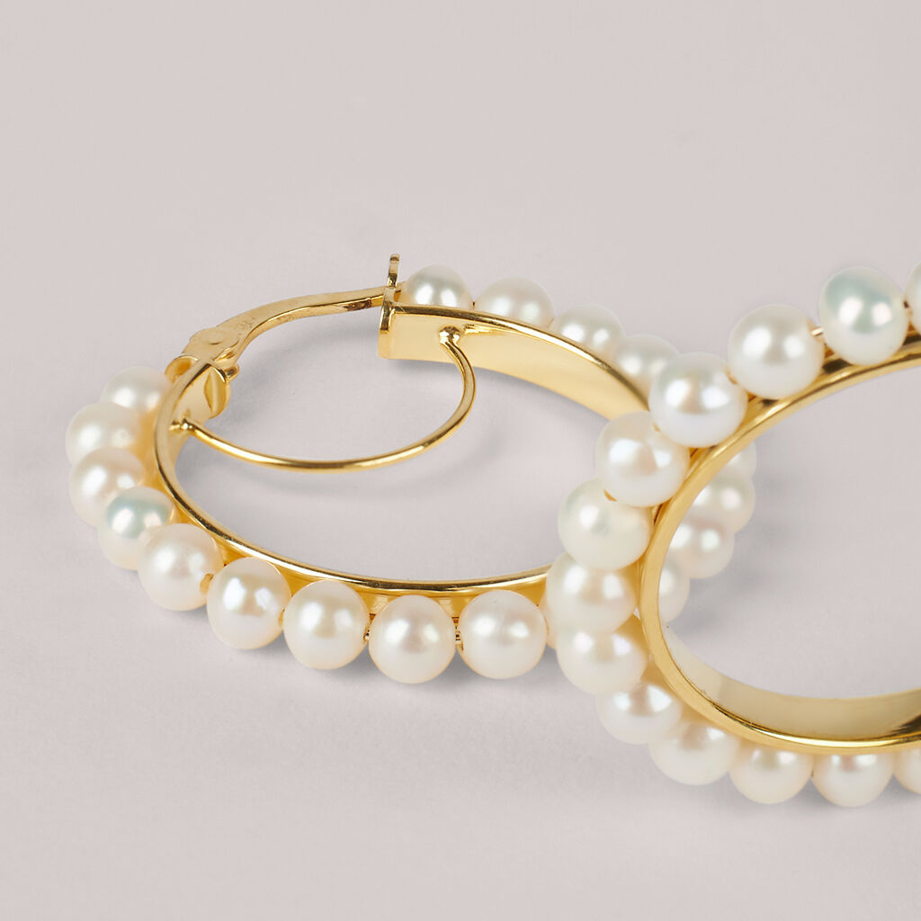 Orecchini A Cerchio Gabrielle Oro Giallo Perla D'Acqua Dolce