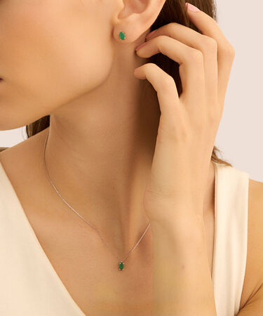 Collana Punto Luce Charlotte Oro Bianco Smeraldo