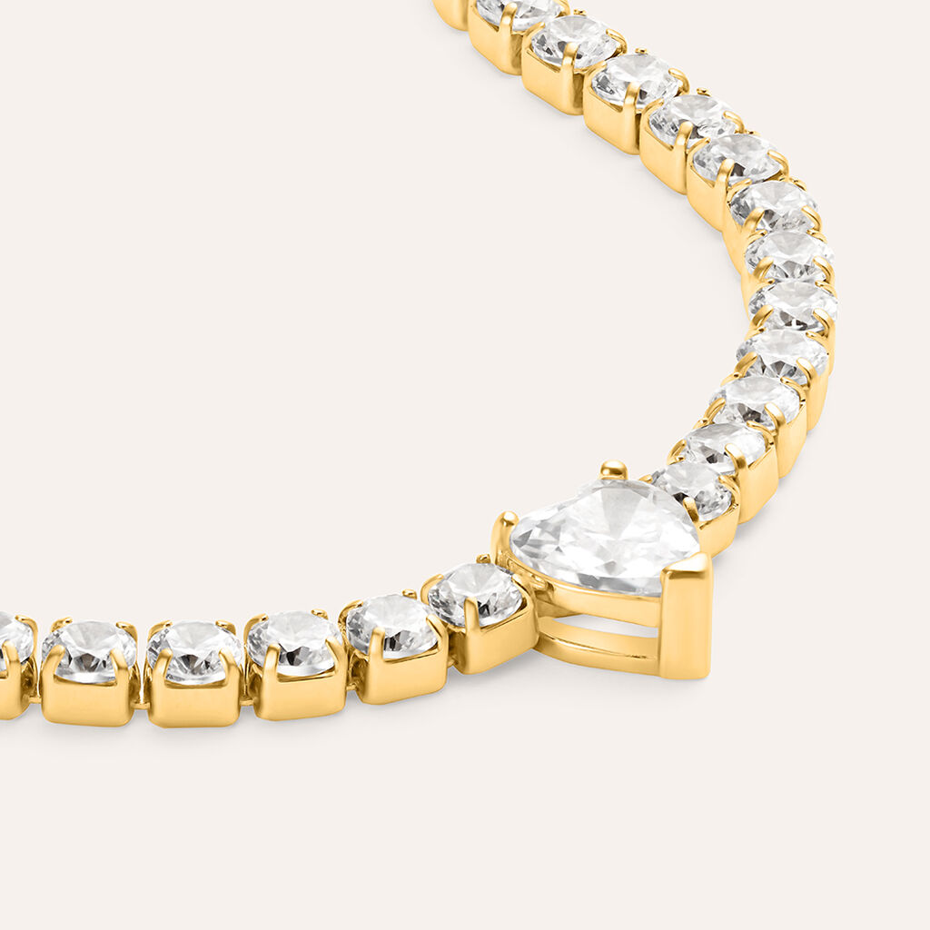 Collana Aura Acciaio Dorato Cristallo