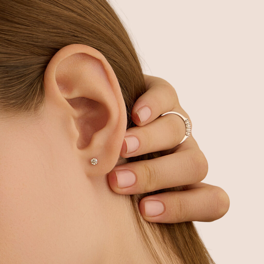 Orecchini Lobo Punto Luce Grace Oro Bianco Diamante