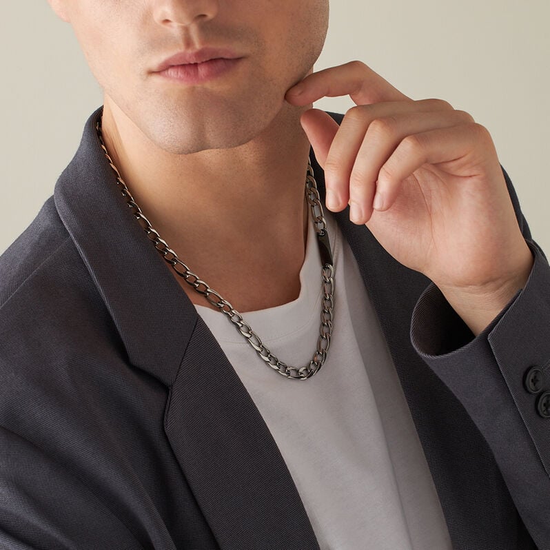 Collana Man Code Acciaio Bicolore Bianco / Nero Cubic Zirconia - Collane Uomo | Stroili