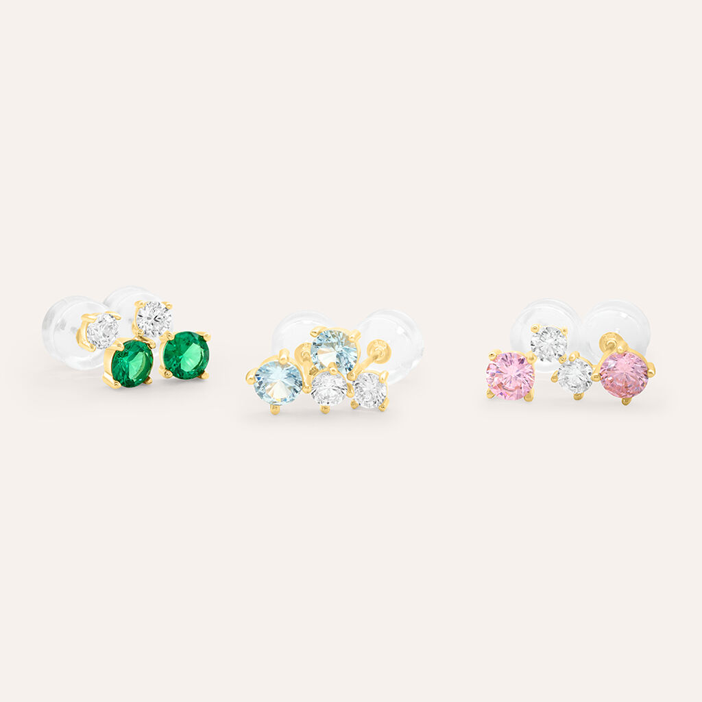 Orecchini Lobo Doppio Punto Luce Claire Oro Giallo Cubic Zirconia - Orecchini a Lobo Donna | Stroili