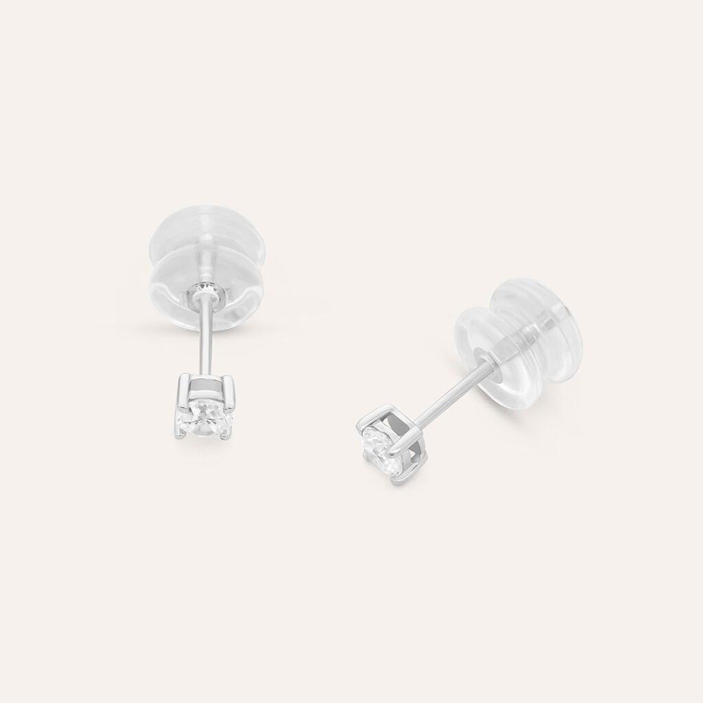Orecchini Lobo Punto Luce Claire Oro Bianco Cubic Zirconia - Orecchini a Lobo Donna | Stroili