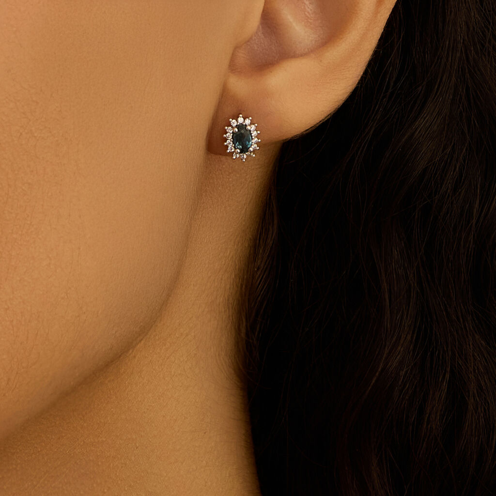 Orecchini Lobo Amélie Oro Bianco Topazio Cubic Zirconia