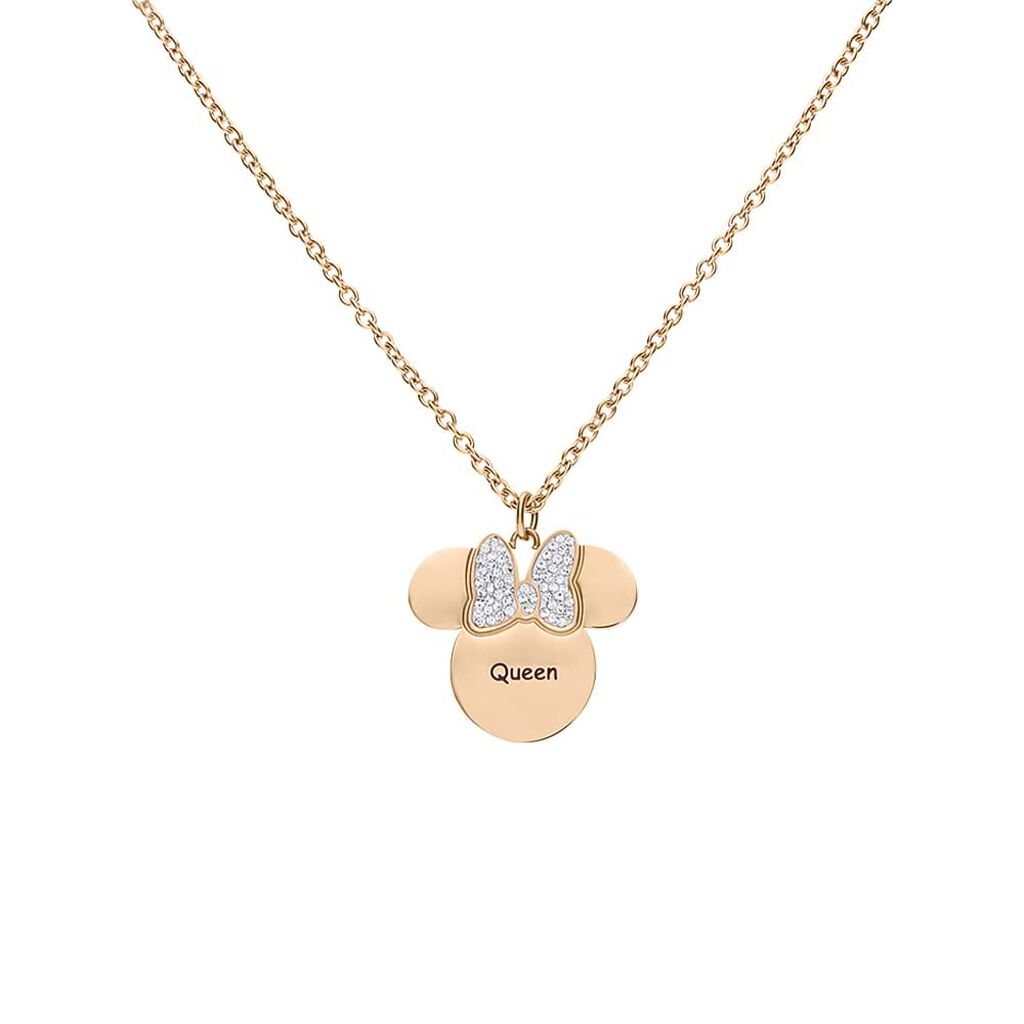 Collana Lady Message Acciaio Rosato Disney e Cristalli