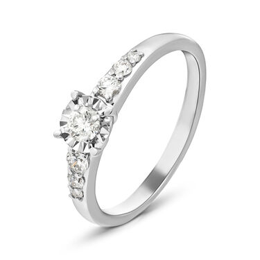 Anello Solitario Diamotion Oro Bianco Diamanti