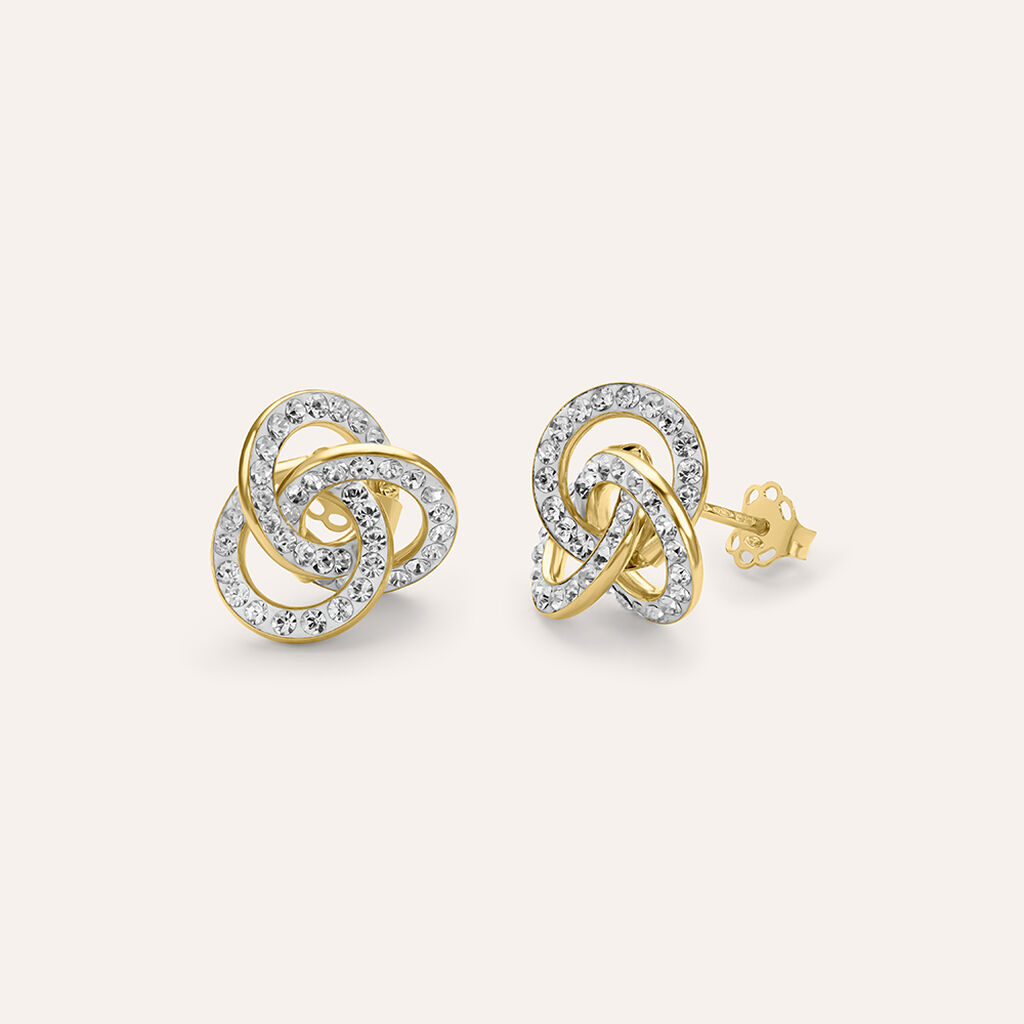 Orecchini Lobo Crystal Gold Oro Giallo Cristallo - Orecchini a Lobo Donna | Stroili