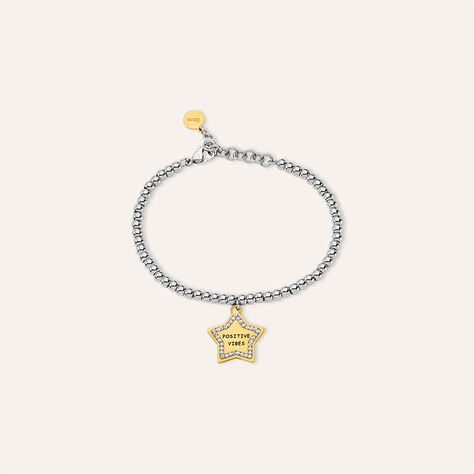 Bracciale Lady Message Acciaio Bicolore Giallo / Bianco Cristallo - Bracciali con Incisione Donna | Stroili
