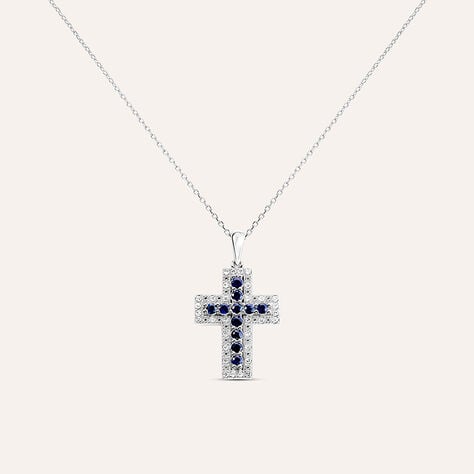 Collana Elizabeth Crown Oro Bianco Zaffiro Diamante - Collane Donna | Stroili