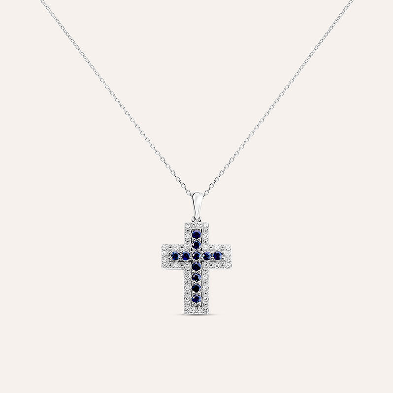 Collana Elizabeth Crown Oro Bianco Zaffiro Diamante - Collane Donna | Stroili