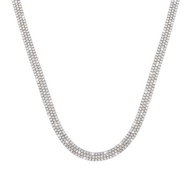 Collana multifilo in metallo rodiato con strass