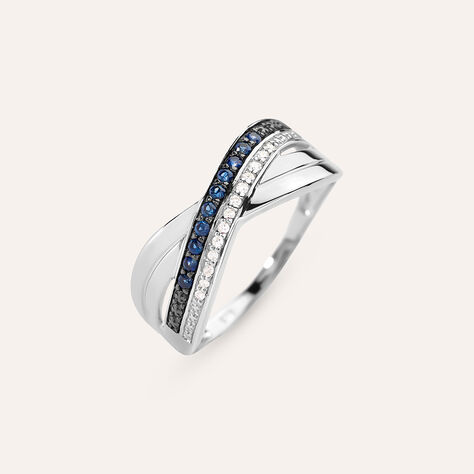 Anello Fascia Charlotte Oro Bianco Zaffiro Diamante Diamante - Anelli a Fascia Larga Donna | Stroili