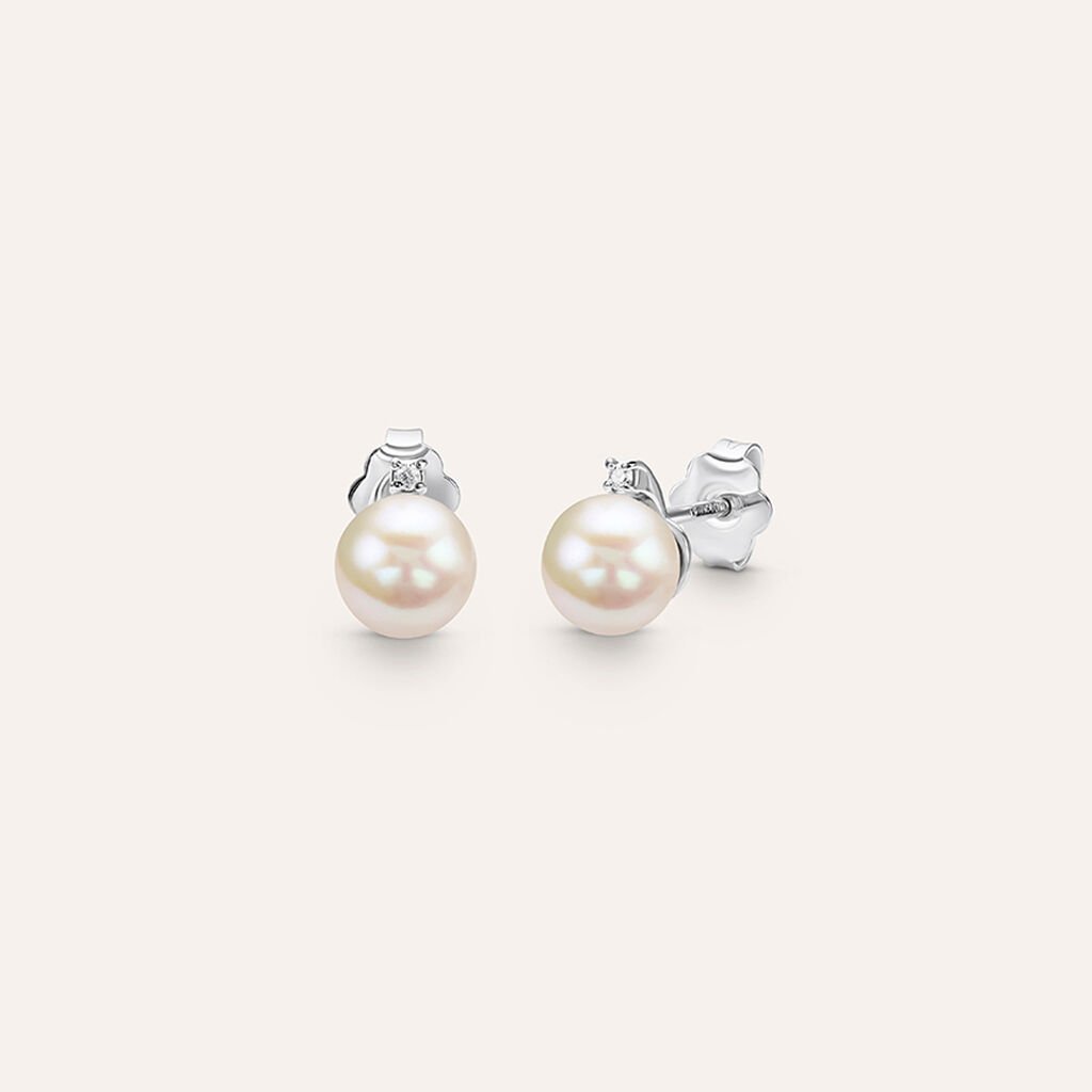 Orecchini Lobo Gold Pearls Oro Bianco Perla D'Acqua Dolce Diamante - Orecchini a Lobo Donna | Stroili