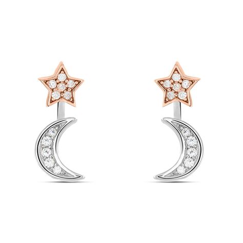 Orecchini Lobo Silver Moments Argento Bicolore Bianco / Rosa Cubic Zirconia - Orecchini a Lobo Donna | Stroili