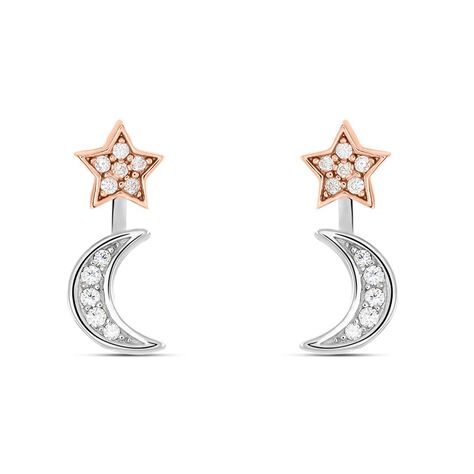 Orecchini Lobo Silver Moments Argento Bicolore Bianco / Rosa Cubic Zirconia - Orecchini a Lobo Donna | Stroili