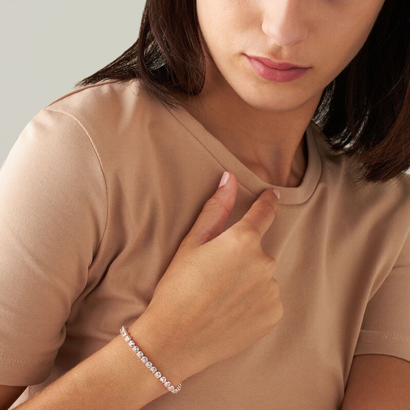 Bracciale Tennis Romantic Shine Metallo Rosa Cristallo - Bracciali Tennis Donna | Stroili