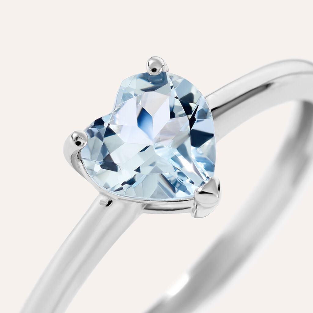 Anello Solitario Acquamarina Oro Bianco Acquamarina