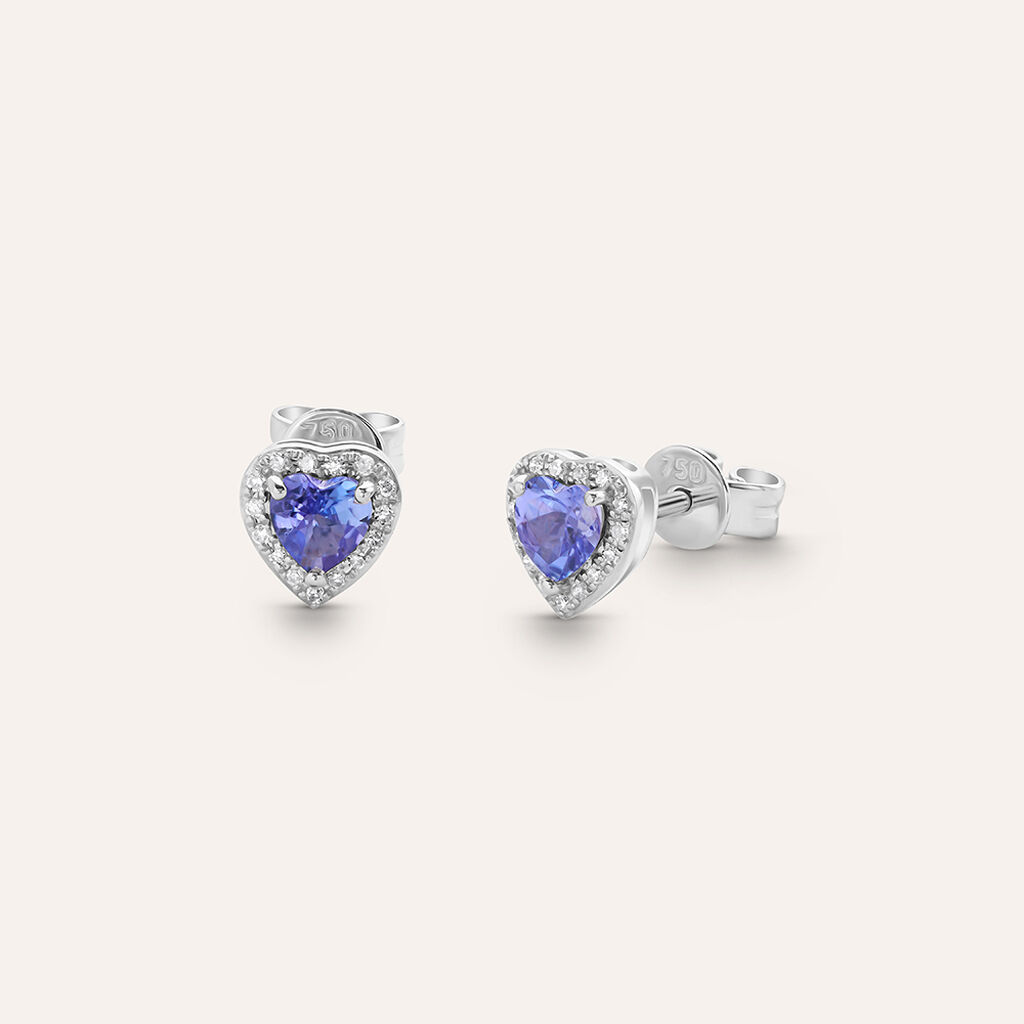 Orecchini Lobo Jasmine Oro Bianco Tanzanite Diamante - Orecchini a Lobo Donna | Stroili